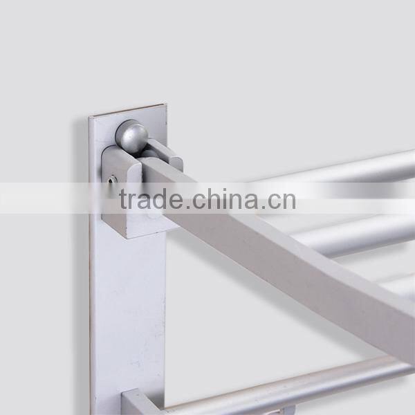 TOWEL RACK SHELF PREMIUM ALUMINUM SILVER FOLDED BATH WITH 5 HOOKS SHELF WASHCLOTH HOLDER