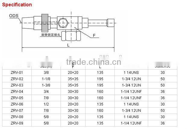 Compressor or liquid receiver Rotalock valve