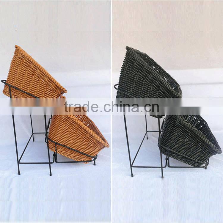 Guranteed quality stand design 2-tier rattan bakery display racks