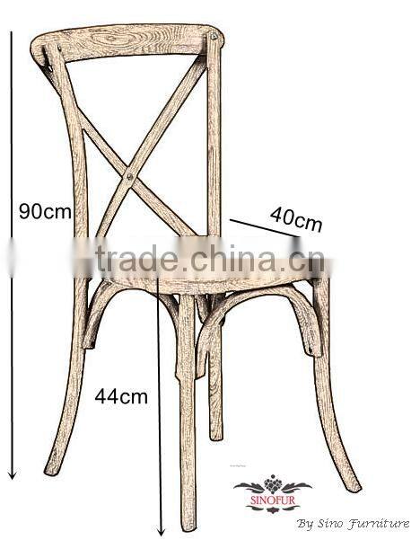 Solid wood stacking antique finish cross back chair