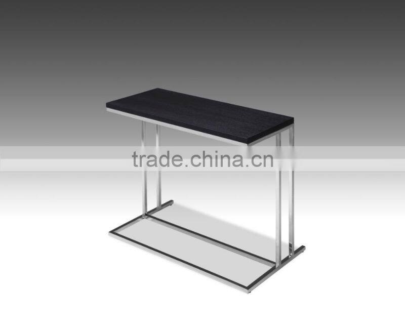 Modern Fashion Simple Style Stainless Steel Metal Console Table Wood Top Designs
