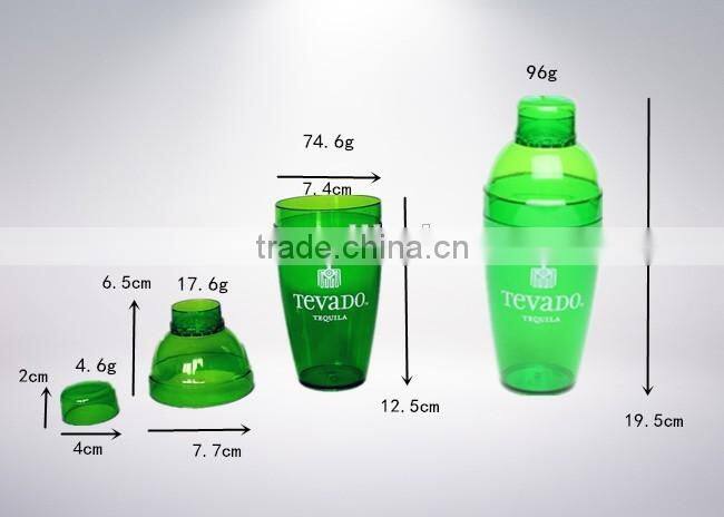 PS 400ml Clear cocktail shaker ,14 oz cocktail shaker