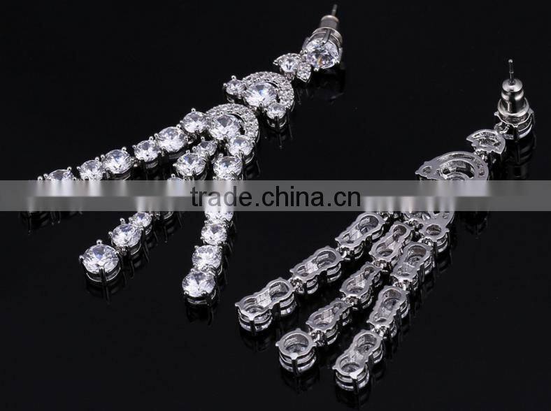 Wholesale Stock Small Order Fashion Women Long Tassels Zircon Earrings