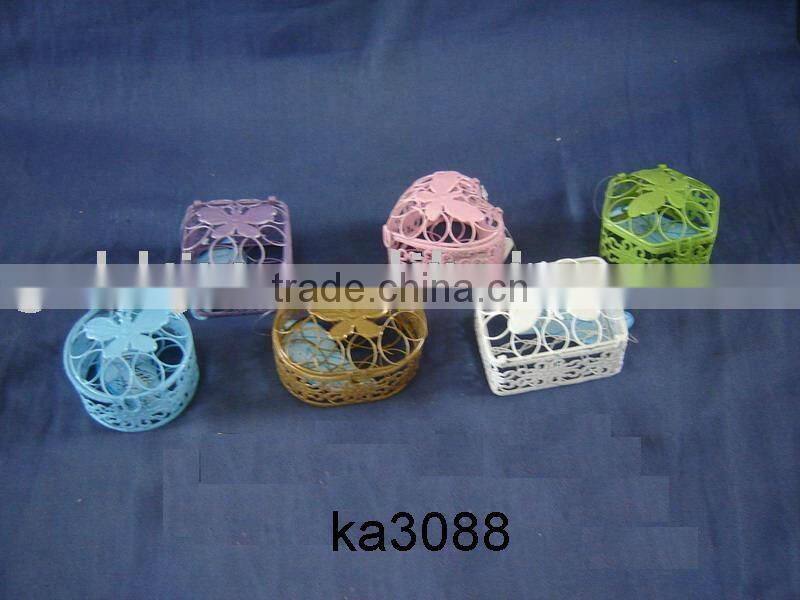 White/Yellow/Green/Pink/Purple iron wire package mini gift box
