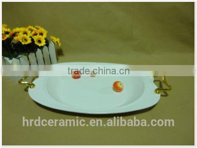 Square 2015 ceramic plate with handle for home decoration