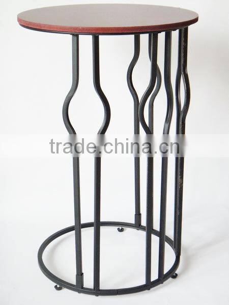 New Design Gramercy wood top Metal round coffee side table