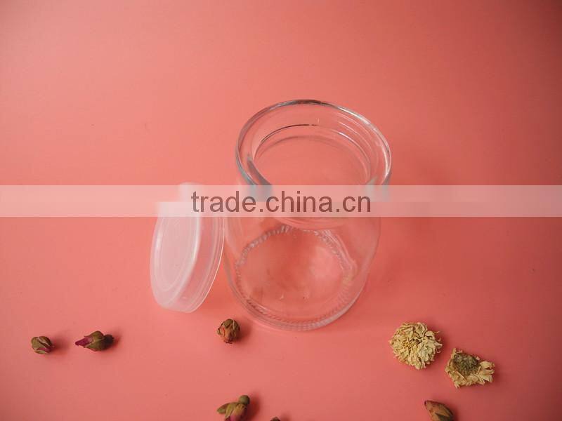 top grade cute glass pudding jar with white plastic lid