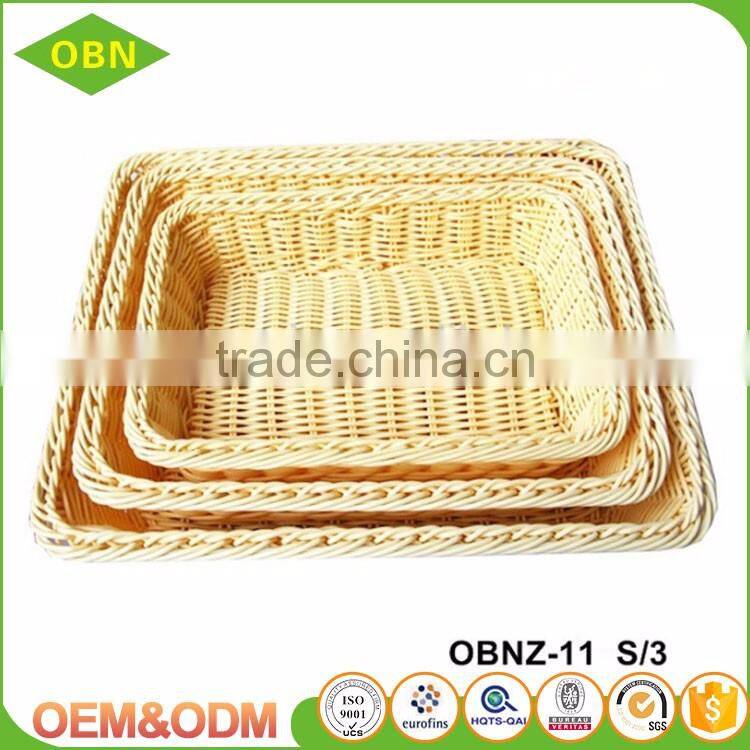 Custom cheap stackable woven heated durable rising square plastic bread fruit basket