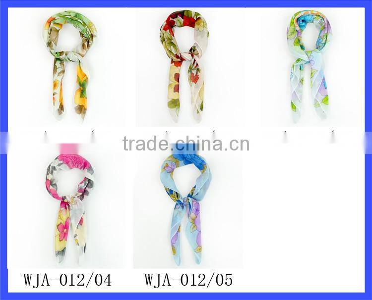 Spring Stylish Fashion Chiffon Scarf Cheap Flower Print Lady Scarf