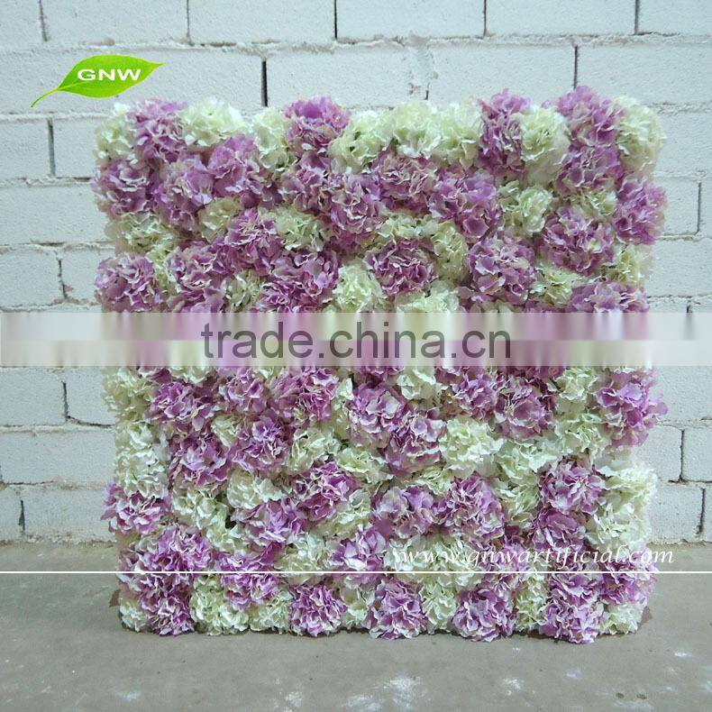 GNW FLW1508008 Cheap wedding decoration purple artificial hydrangea flower wall for sale