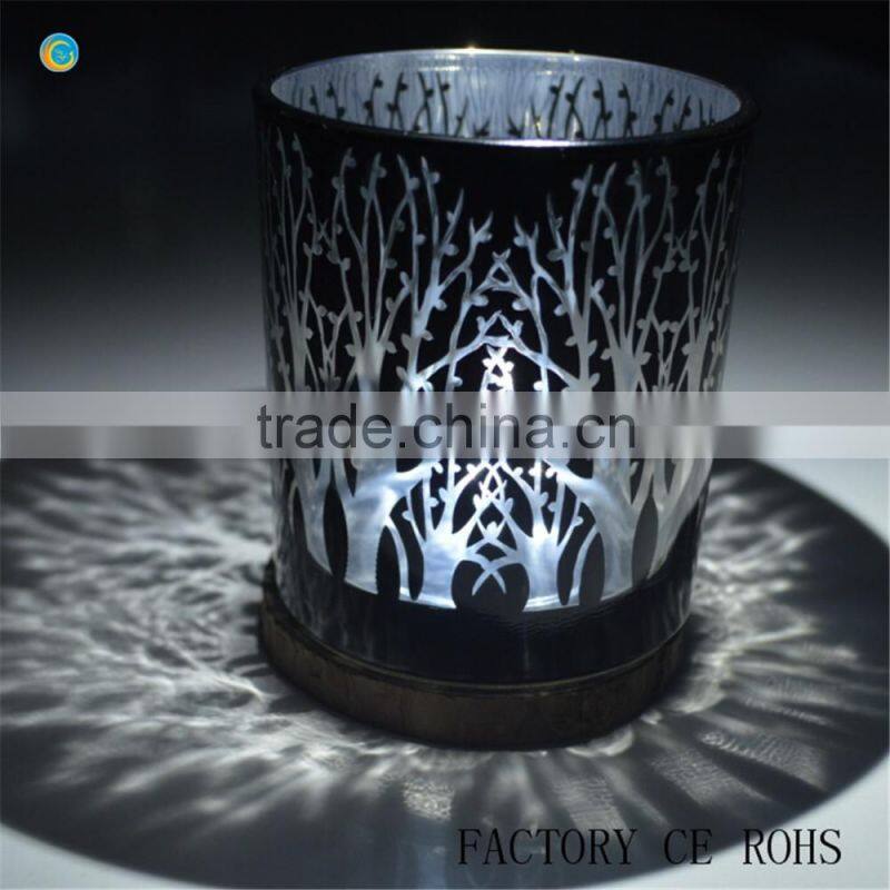 Trees silver laser candle holders glass