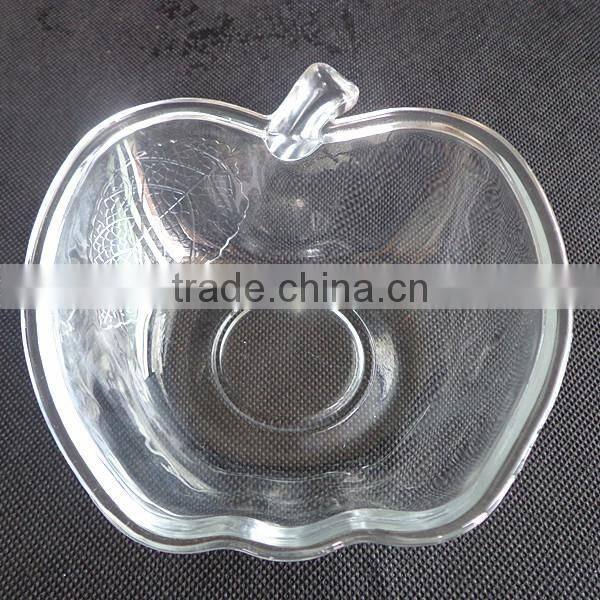 High quality apple shape fruit glass plate