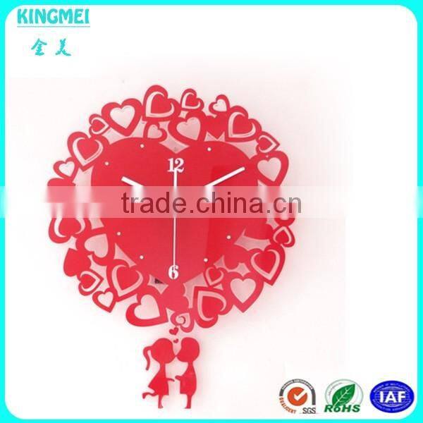 Custom distinctive red acrylic wall clock with animal pattern