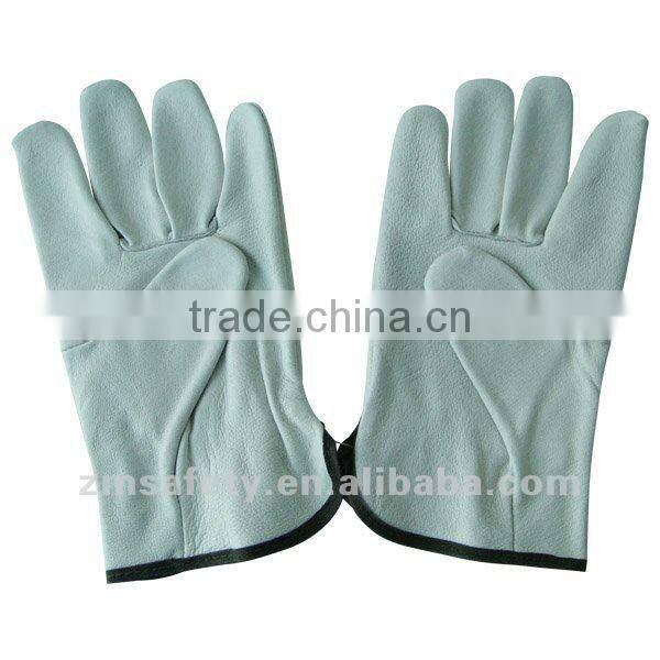 White Goat Grain Leather Driver Glove with CE approval ZM111-G
