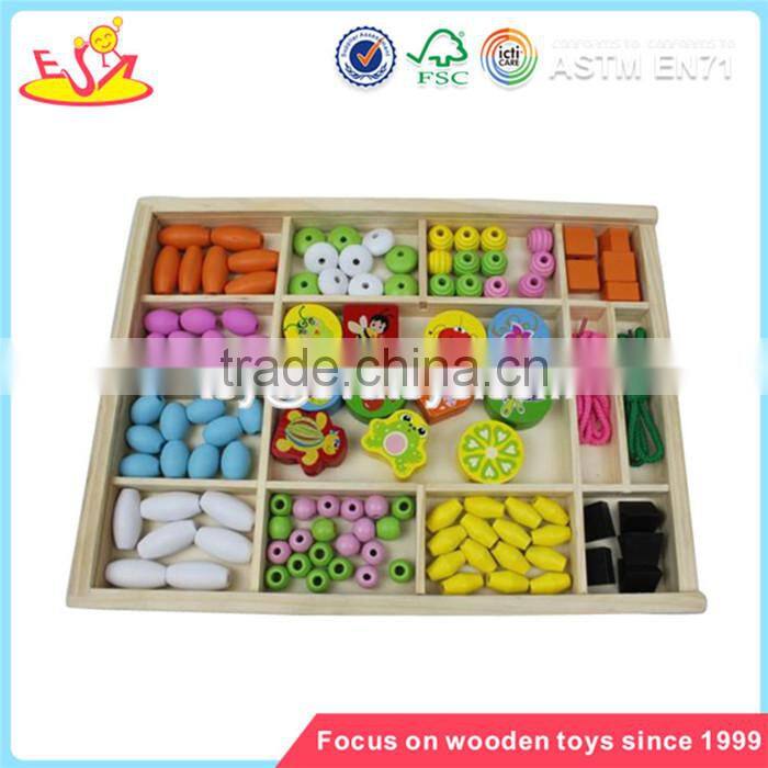 Wholesale DIY intelligent wooden beads box toy colorful kids wooden beads box toy W11E011