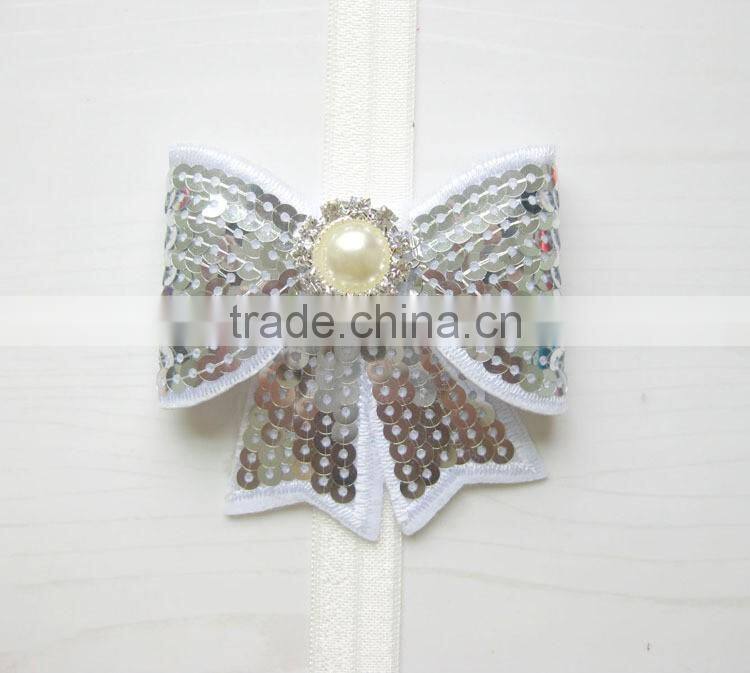 sequin bow flower clip for kids hair accessories