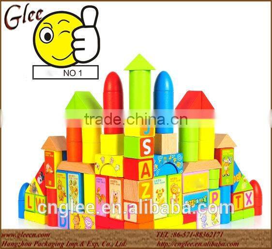 Child educational wooden building block toys