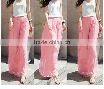 western stylish women's loose chiffon wide leg pants Long trousers