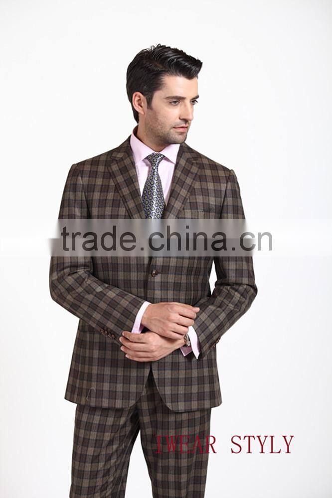 High quality woolen business suits/ checked italy style suits for men