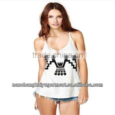 Back summer free bird print elastic slim casual tank top for women