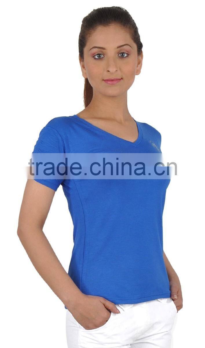 cheaper customized blue sport gym women t shirt