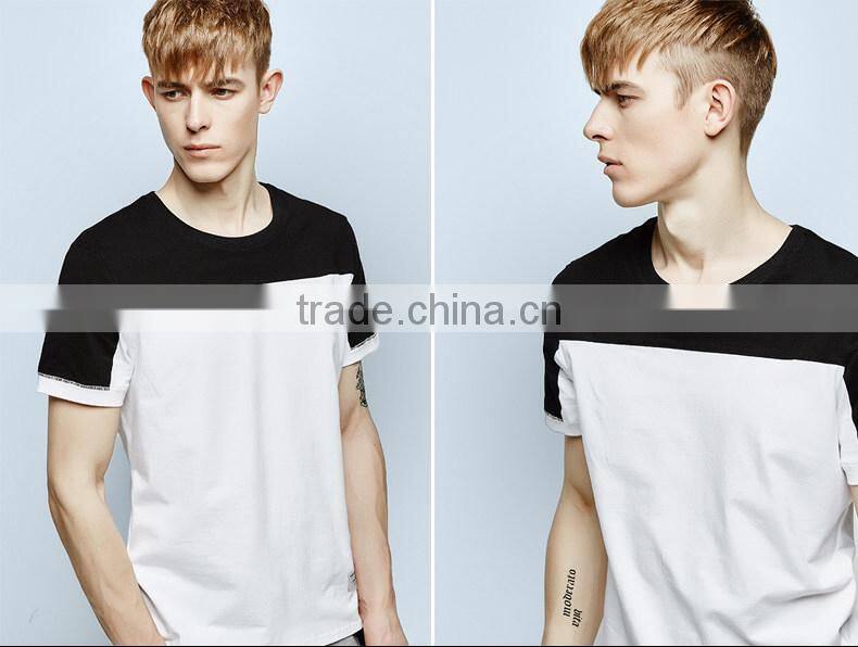 2015 Men's Cotton Jersey T-shirt Contrast color T-shirt high quality color combination tshirt