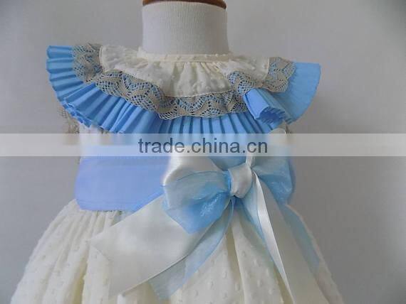 New Design Swiss Dots With Cape Collar Baby Girls Clothes Dress