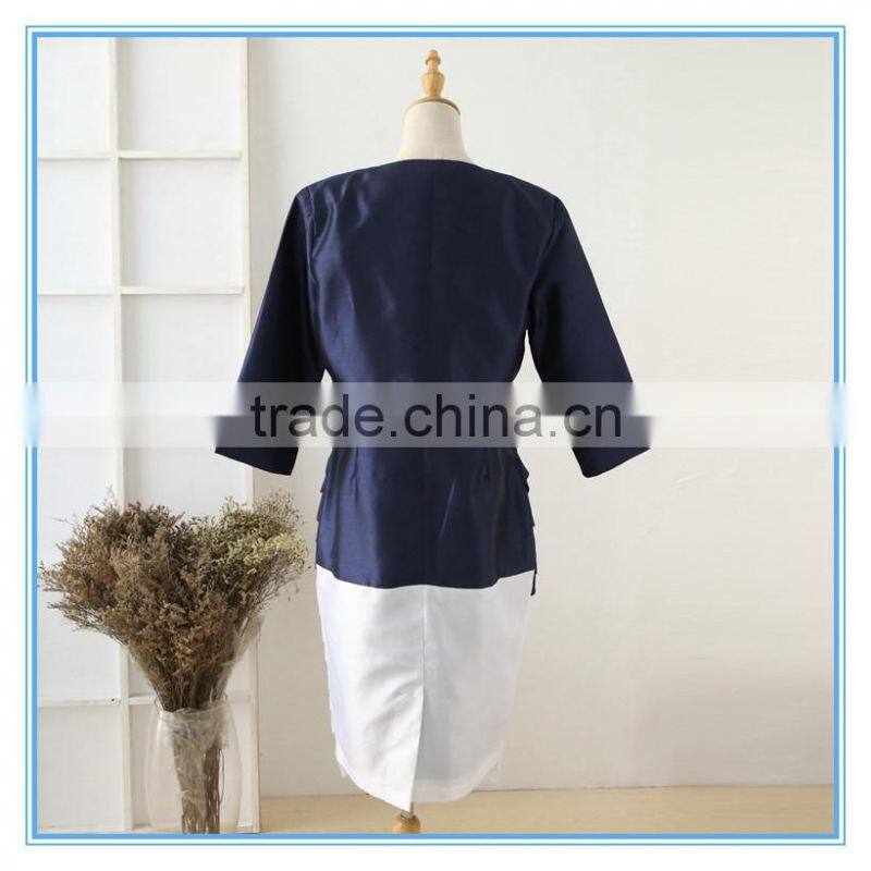 Hot Sales Shantung Lacer cutting Design Prom Bolero Dress Suits For Lady