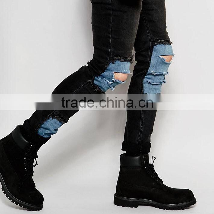 fashion rock hip hop two one men ripped jeans slim fit