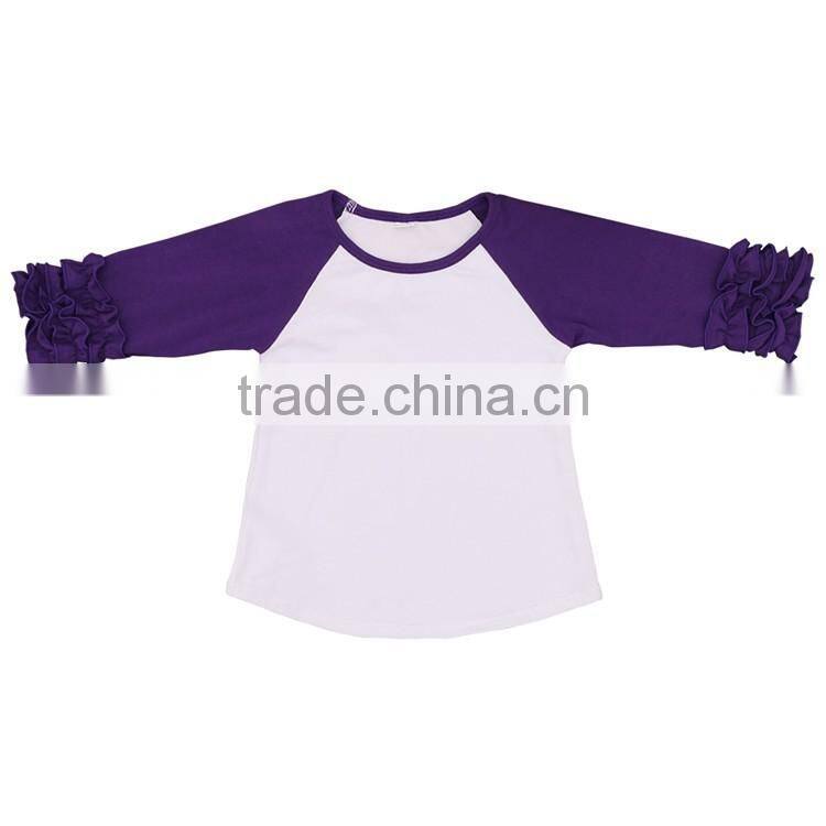 Wholesale children wear Icing Ruffle Raglan Shirt Baseball Shirt Long sleeve children's boutique clothing