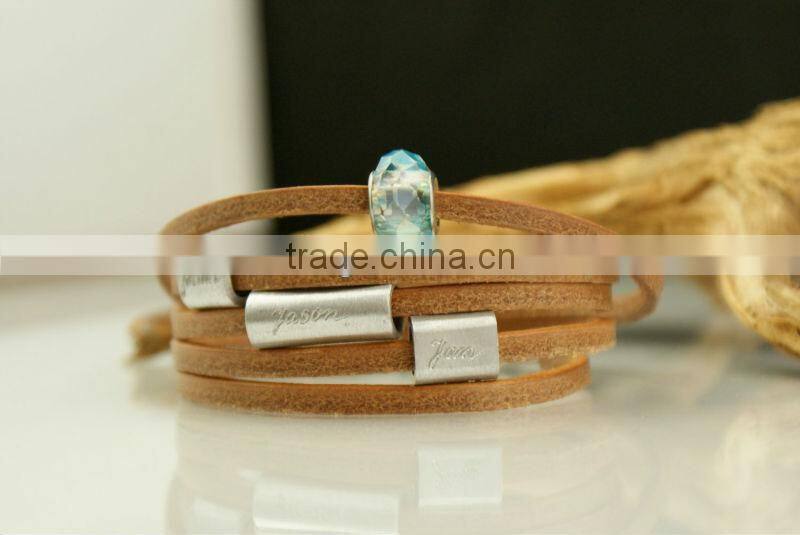 Personalized engraved leather bracelet, wrapped leather bracelet, name/logo stamped multi strand bracelet,buddha charm bracelet