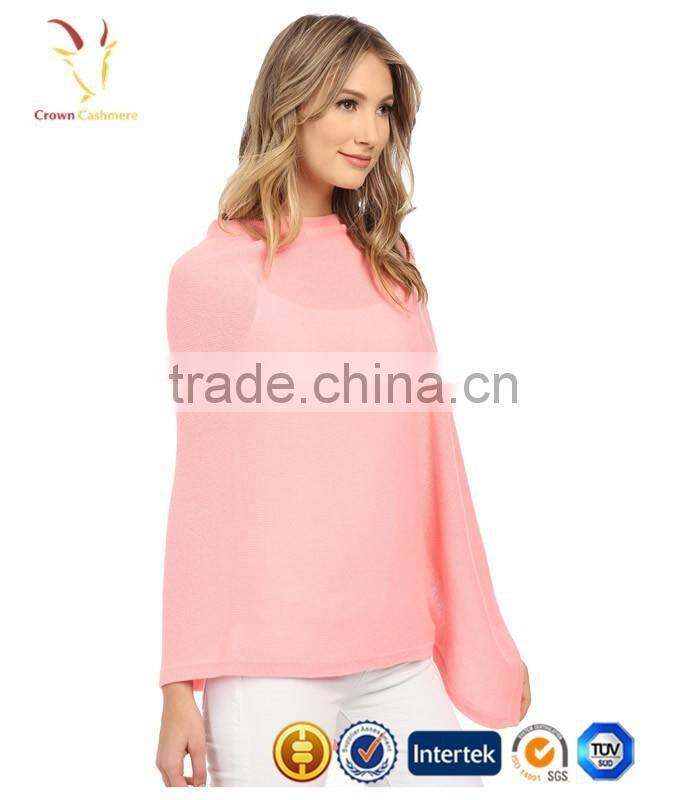 Pink Lovely Lady Cashmere Knitted Poncho Shawls