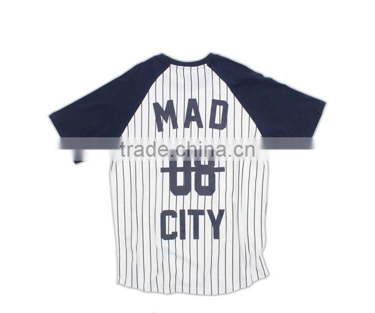 2017 wholesale plain 100% cotton striped baseball jersey shirts