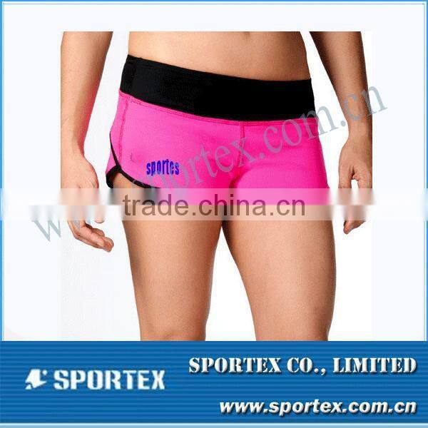 Reflective Tape Embroided Printing 100% Polyester Ladies Shorts for Running MZ0420