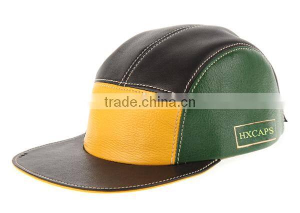 Ostrich leather blank wholesale 5 panel hats faux leather 5 panel hat