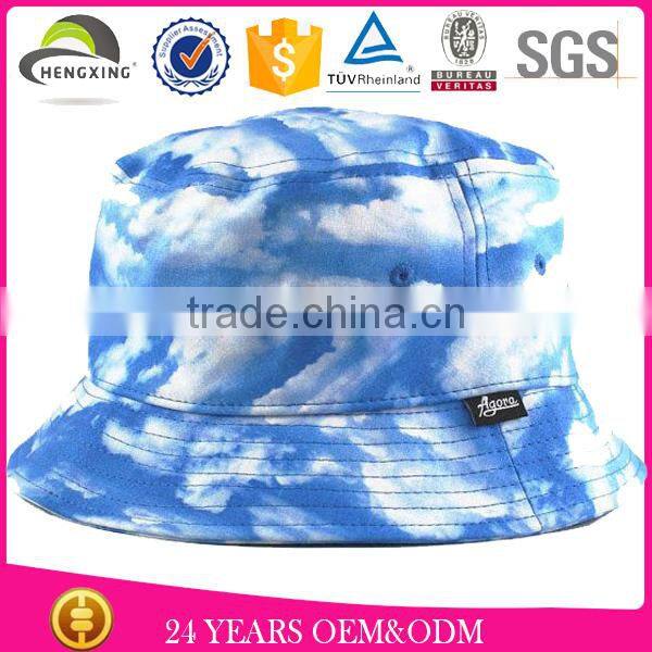 stocked custom print cloud bucket hat no logo/small logo on the bucket hat brim