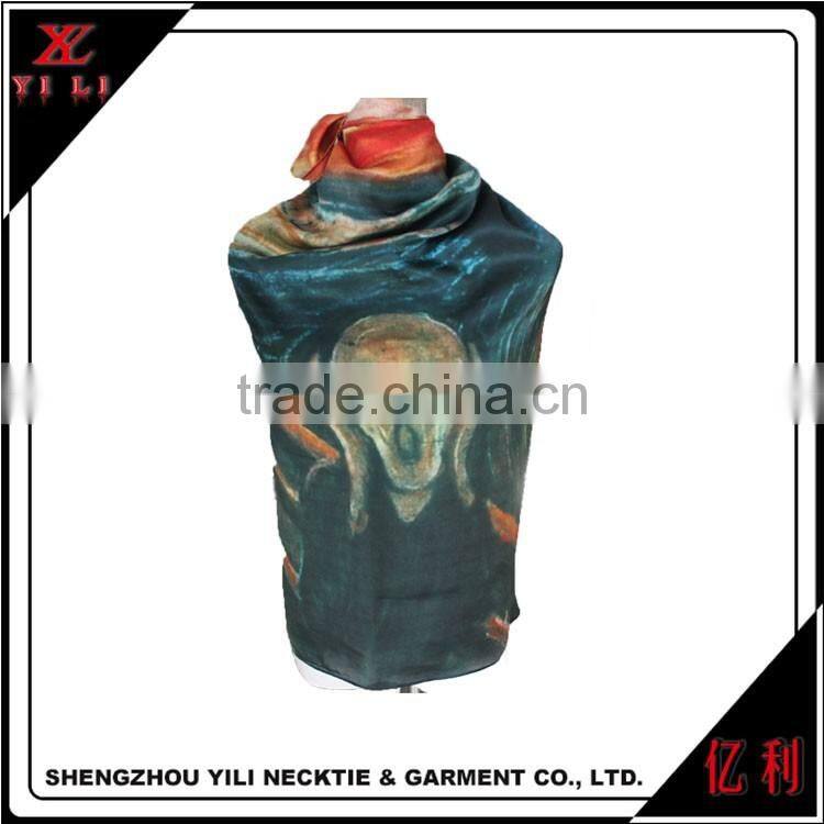 Famous picture of art <scream> digital printing silk scarf