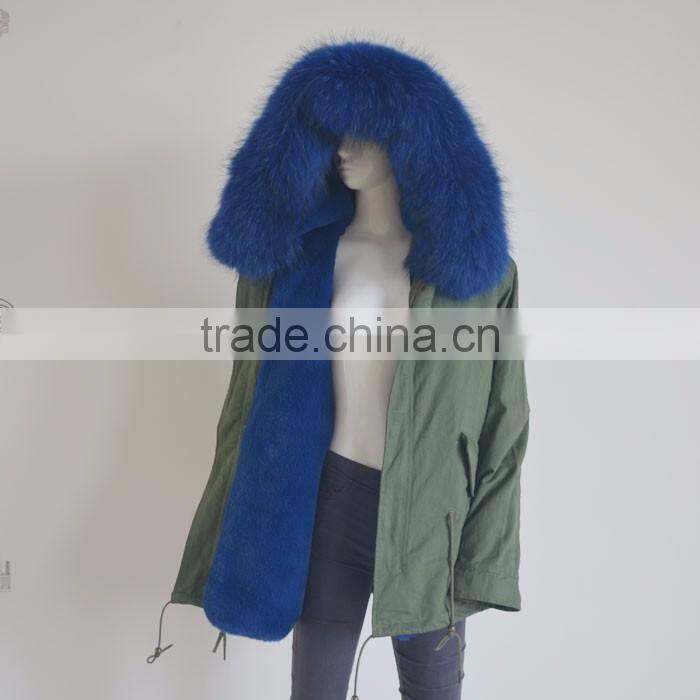 Myfur High Quality Removable Faux Fur Lining Matched Color Raccoon Fur Hood