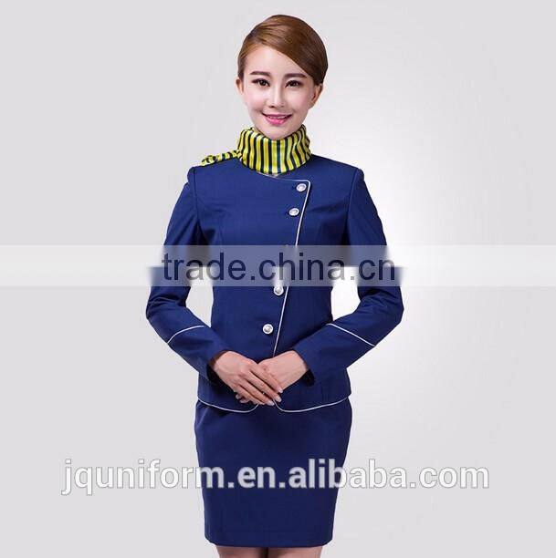 custom factory wholesale new fashion outfit stewardess costume, flight attendant uniforms