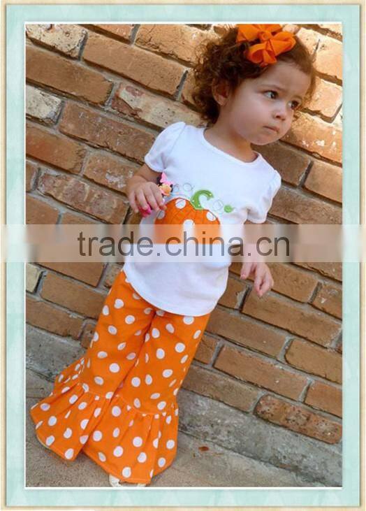 Baby Girl 2017 new product private custom Pumpkin Shirt Ruffle Pants Fall Boutique outfit Long set Kids clothes