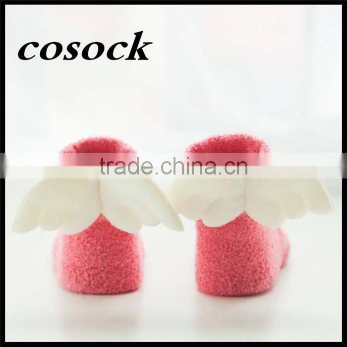Rainbow color baby clothes little angel fuzzy non-slip socks for newborn infant