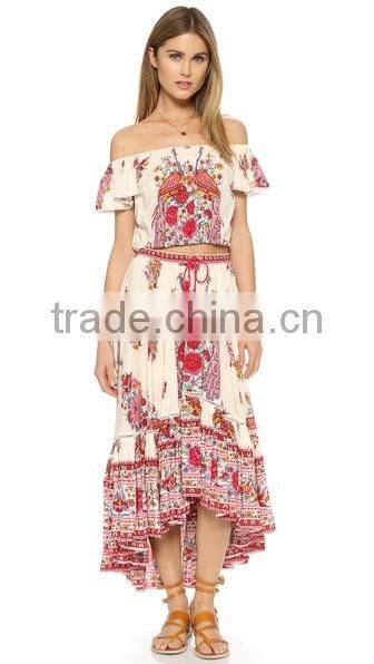 2016 designed for fashion women floral skirt long flared skirt ladies'skirt OEM
