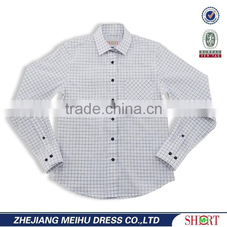 2017 latest long sleeve plaid 100% cotton non Wrinkle spread collar men shirt