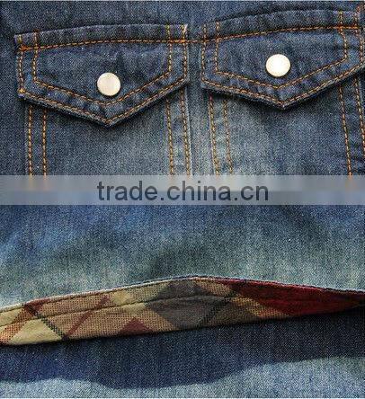 long sleeve denim shirts with two pockets on left chest for men