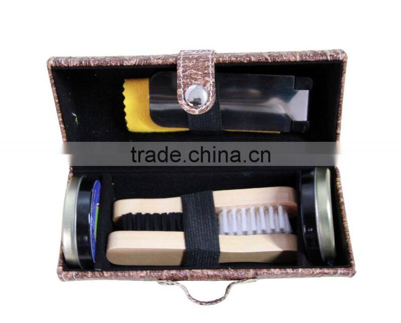 hot selling gentlemen's handware shoe care /polish/shine kit with PU bucket/bag