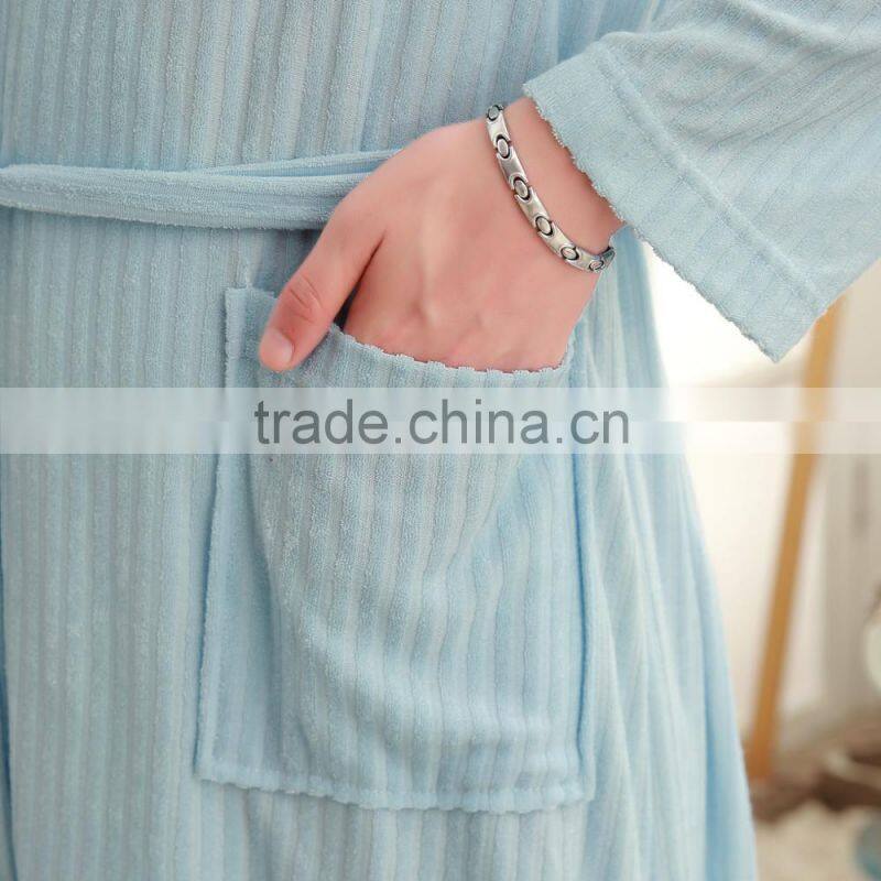 Top selling soft and absorbent striped terry bathrobe