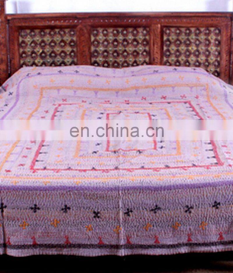 Queen Size Kantha Blanket Soild Colour Kantha Bed Cover