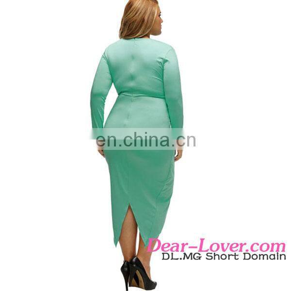 New cheap clothing Fashion slit long sleeve plus size sexy dress