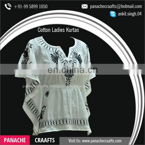 Hot Selling Embroidered Designer Cotton Ladies Kurtis