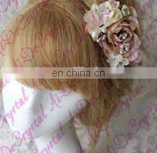 Aidocrystal light pink Flower Crown Boho Hair Wreath Bridal Hair Flowers accessories